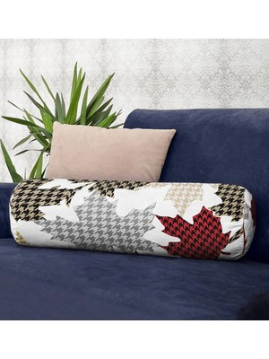 Rem Home Rengirenk Dekoratif Kırlent Kılıfı Beyaz Yaprak 60 x 20 cm Salon Koltuk Kanepe Yastık Kılıfı