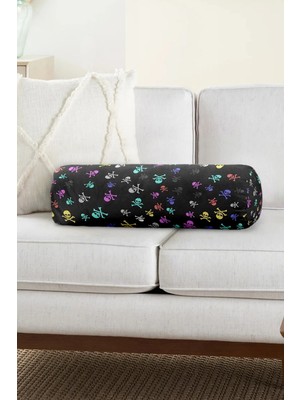 Rem Home Rengirenk Dekoratif Kırlent Kılıfı Siyah 60 x 20 cm Salon Koltuk Kanepe Yastık Kılıfı