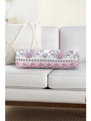 Rem Home Rengirenk Dekoratif Kırlent Kılıfı Kırmızı 60 x 20 cm Salon Koltuk Kanepe Yastık Kılıfı
