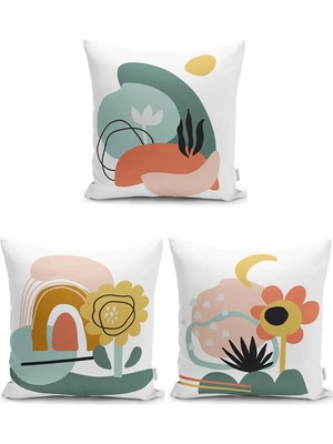 Rem Home Rengirenk Dekoratif Kırlent Kılıfı Beyaz Modern 43 x 43 cm Salon Koltuk Kanepe Yastık Kılıfı