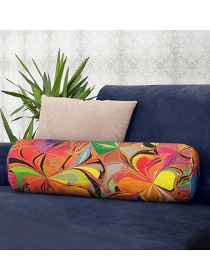 Rem Home Rengirenk Dekoratif Kırlent Kılıfı Modern 60 x 20 cm Salon Koltuk Kanepe Yastık Kılıfı