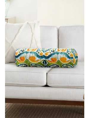 Rem Home Rengirenk Dekoratif Kırlent Kılıfı Yeşil 60 x 20 cm Salon Koltuk Kanepe Yastık Kılıfı