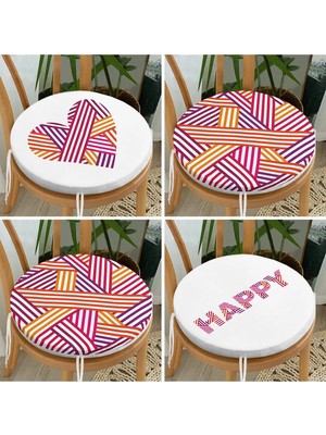 Rem Home Rengirenk Dekoratif Sandalye Minderi Sarı Modern Yuvarlak 40 x 40 cm Mutfak Balkon Oturma Minderi