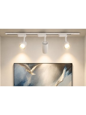 Ledarmy Modern 3’lü LED Ray Spot Aydınlatma Seti 30W Beyaz Monofaze Ray Sistem Ayarlanabilir Tavan Spotu 3200K Günışığı