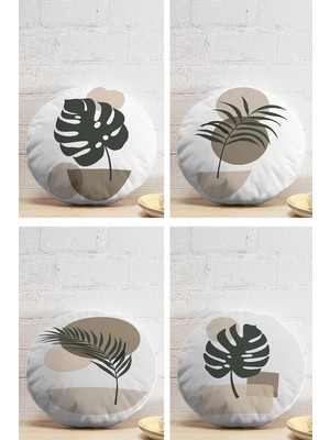 Rem Home Rengirenk Dekoratif Kırlent Kılıfı Beyaz Yaprak 43 x 43 cm Salon Koltuk Kanepe Yastık Kılıfı