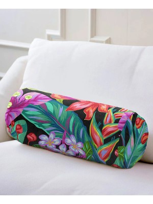 Rem Home Rengirenk Dekoratif Kırlent Kılıfı Yaprak 60 x 20 cm Salon Koltuk Kanepe Yastık Kılıfı
