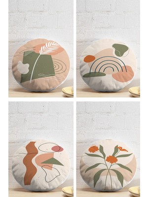 Rem Home Rengirenk Dekoratif Kırlent Kılıfı Beyaz Yaprak 43 x 43 cm Salon Koltuk Kanepe Yastık Kılıfı
