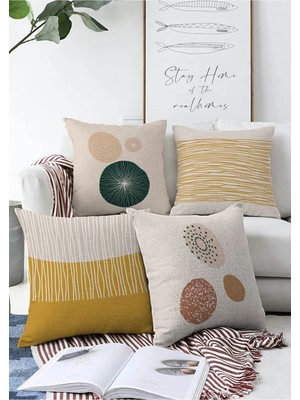 Rem Home Rengirenk Dekoratif Kırlent Kılıfı Çizgili 43 x 43 cm Salon Koltuk Kanepe Yastık Kılıfı