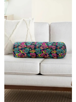 Rem Home Rengirenk Dekoratif Kırlent Kılıfı Sarı 60 x 20 cm Salon Koltuk Kanepe Yastık Kılıfı