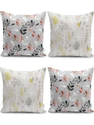 Rem Home Rengirenk Dekoratif Kırlent Kılıfı Yaprak 43 x 43 cm Salon Koltuk Kanepe Yastık Kılıfı