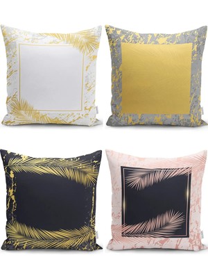 Rem Home Rengirenk Dekoratif Kırlent Kılıfı Modern 43 x 43 cm Salon Koltuk Kanepe Yastık Kılıfı