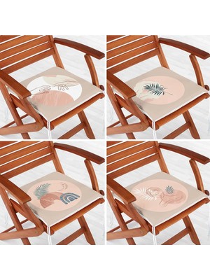 Rem Home Rengirenk Dekoratif Sandalye Minderi Sarı 40 x 40 cm Mutfak Balkon Oturma Minderi