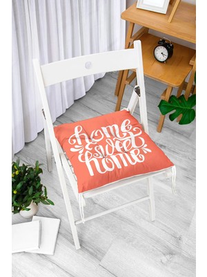 Rem Home Rengirenk Dekoratif Sandalye Minderi Beyaz Hayvan Kare Bağcıklı 40 x 40 cm Mutfak Balkon Oturma Minderi