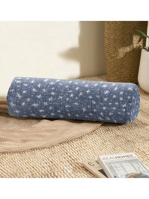 Rem Home Rengirenk Dekoratif Kırlent Kılıfı Lacivert Yıldız 60 x 20 cm Salon Koltuk Kanepe Yastık Kılıfı