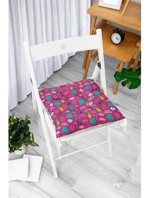 Rem Home Rengirenk Dekoratif Sandalye Minderi Beyaz Hayvan Bağcıklı 40 x 40 cm Mutfak Balkon Oturma Minderi