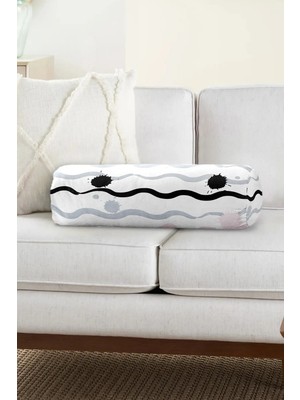 Rem Home Rengirenk Dekoratif Kırlent Kılıfı Beyaz Çizgili 60 x 20 cm Salon Koltuk Kanepe Yastık Kılıfı