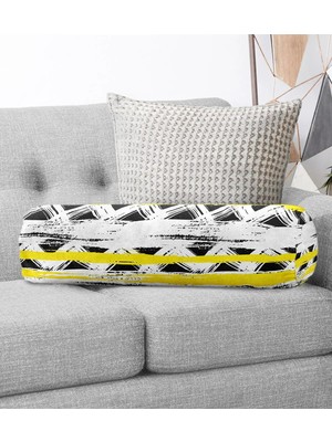 Rem Home Rengirenk Dekoratif Kırlent Kılıfı Siyah 60 x 20 cm Salon Koltuk Kanepe Yastık Kılıfı