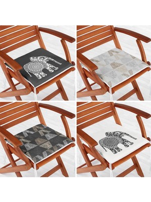 Rem Home Rengirenk Dekoratif Sandalye Minderi Sarı 40 x 40 cm Mutfak Balkon Oturma Minderi