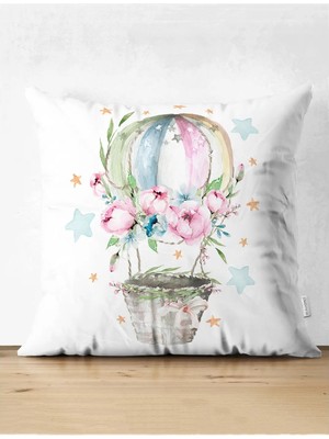 Rem Home Rengirenk Dekoratif Kırlent Kılıfı Sarı Çiçekli 43 x 43 cm Salon Koltuk Kanepe Yastık Kılıfı