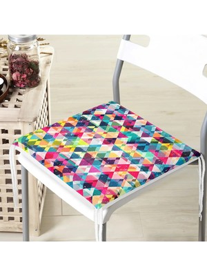 Rem Home Rengirenk Dekoratif Sandalye Minderi Sarı Modern 40 x 40 cm Mutfak Balkon Oturma Minderi