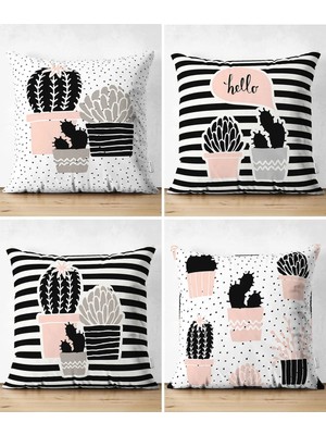 Rem Home Rengirenk Dekoratif Kırlent Kılıfı Beyaz Modern 43 x 43 cm Salon Koltuk Kanepe Yastık Kılıfı