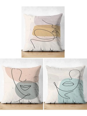 Rem Home Rengirenk Dekoratif Kırlent Kılıfı Beyaz Modern 43 x 43 cm Salon Koltuk Kanepe Yastık Kılıfı