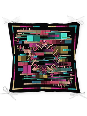 Rem Home Rengirenk Dekoratif Sandalye Minderi Beyaz Modern 40 x 40 cm Mutfak Balkon Oturma Minderi