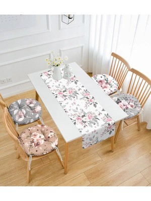 Rem Home Rengirenk Dekoratif Sandalye Minderi Soyut Yuvarlak 40 x 40 cm Mutfak Balkon Oturma Minderi