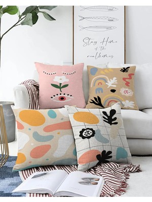 Rem Home Rengirenk Dekoratif Kırlent Kılıfı Modern 43 x 43 cm Salon Koltuk Kanepe Yastık Kılıfı