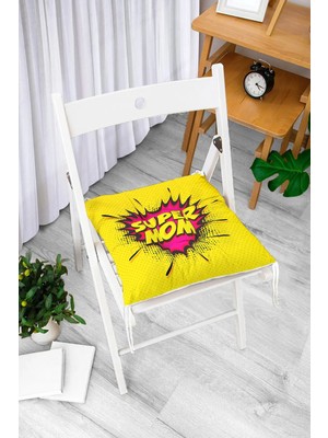 Rem Home Rengirenk Dekoratif Sandalye Minderi Beyaz Hayvan Bağcıklı 40 x 40 cm Mutfak Balkon Oturma Minderi