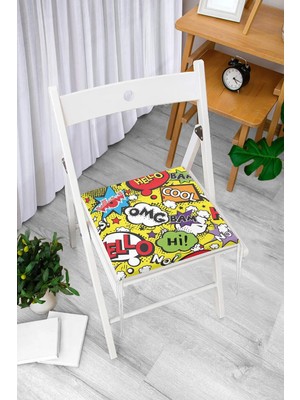 Rem Home Rengirenk Dekoratif Sandalye Minderi Sarı Modern 40 x 40 cm Mutfak Balkon Oturma Minderi