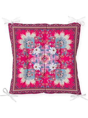 Rem Home Rengirenk Dekoratif Sandalye Minderi Beyaz Modern 40 x 40 cm Mutfak Balkon Oturma Minderi