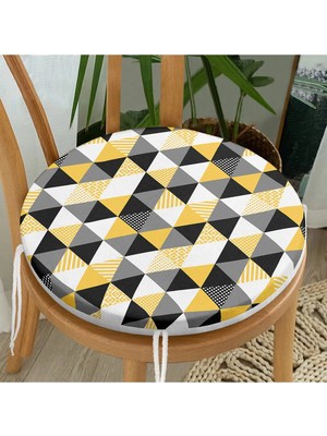 Rem Home Rengirenk Dekoratif Sandalye Minderi Yuvarlak 40 x 40 cm Mutfak Balkon Oturma Minderi
