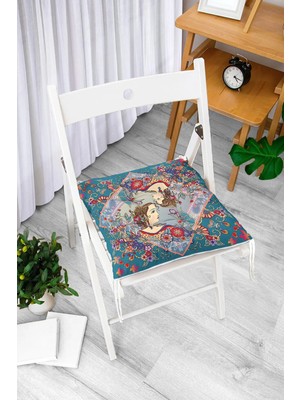 Rem Home Rengirenk Dekoratif Sandalye Minderi Beyaz Modern 40 x 40 cm Mutfak Balkon Oturma Minderi