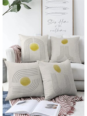 Rem Home Rengirenk Dekoratif Kırlent Kılıfı Sarı Modern 43 x 43 cm Salon Koltuk Kanepe Yastık Kılıfı