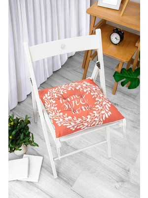 Rem Home Rengirenk Dekoratif Sandalye Minderi Beyaz Hayvan Kare Bağcıklı 40 x 40 cm Mutfak Balkon Oturma Minderi