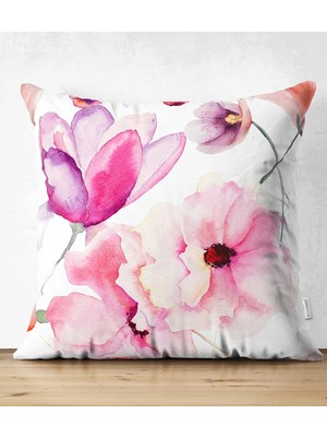 Rem Home Rengirenk Dekoratif Kırlent Kılıfı Beyaz Modern 43 x 43 cm Salon Koltuk Kanepe Yastık Kılıfı