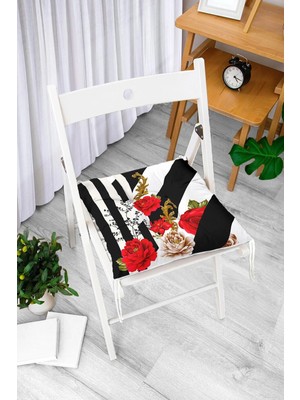 Rem Home Rengirenk Dekoratif Sandalye Minderi Beyaz Modern 40 x 40 cm Mutfak Balkon Oturma Minderi