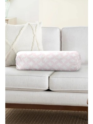 Rem Home Rengirenk Dekoratif Kırlent Kılıfı Pembe Geometrik 60 x 20 cm Salon Koltuk Kanepe Yastık Kılıfı