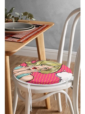 Rem Home Rengirenk Dekoratif Sandalye Minderi Yuvarlak 40 x 40 cm Mutfak Balkon Oturma Minderi