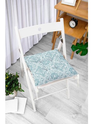 Rem Home Rengirenk Dekoratif Sandalye Minderi Beyaz Hayvan Kare Bağcıklı 40 x 40 cm Mutfak Balkon Oturma Minderi