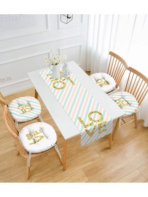 Rem Home Rengirenk Dekoratif Sandalye Minderi Sarı Yuvarlak 45 x 140 cm Mutfak Balkon Oturma Minderi