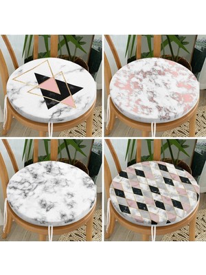 Rem Home Rengirenk Dekoratif Sandalye Minderi Geometrik Yuvarlak 40 x 40 cm Mutfak Balkon Oturma Minderi
