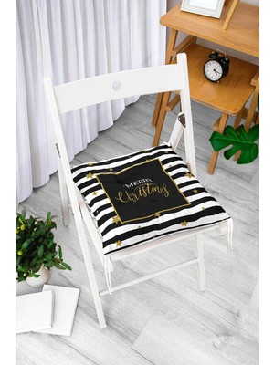 Rem Home Rengirenk Dekoratif Sandalye Minderi Beyaz Modern Bağcıklı 40 x 40 cm Mutfak Balkon Oturma Minderi