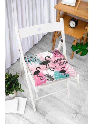 Rem Home Rengirenk Dekoratif Sandalye Minderi Beyaz Hayvan Bağcıklı 40 x 40 cm Mutfak Balkon Oturma Minderi