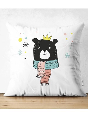 Rem Home Rengirenk Dekoratif Kırlent Kılıfı Beyaz 43 x 43 cm Salon Koltuk Kanepe Yastık Kılıfı