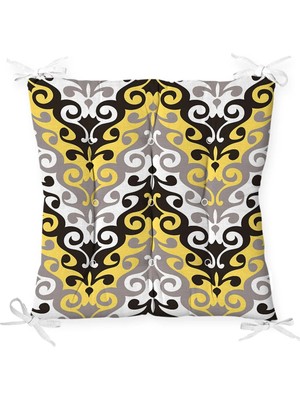 Rem Home Rengirenk Dekoratif Sandalye Minderi Beyaz Modern 40 x 40 cm Mutfak Balkon Oturma Minderi