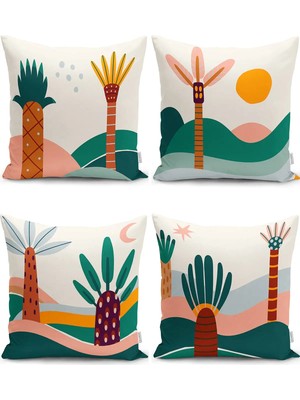 Rem Home Rengirenk Dekoratif Kırlent Kılıfı Modern 43 x 43 cm Salon Koltuk Kanepe Yastık Kılıfı