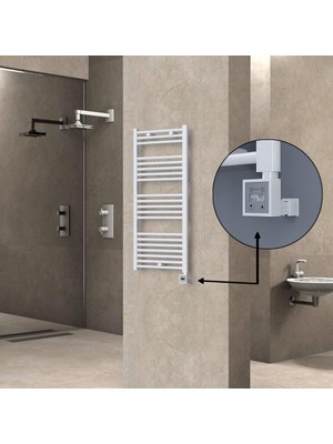 Haiti Elektrikli Havlupan 500X1100 Düz Beyaz Parlak (Ktx3 Termostat) 600 Watt