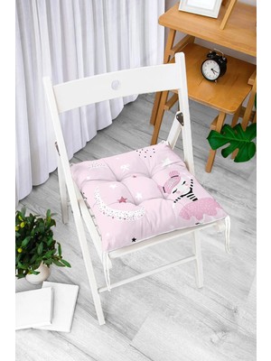 Rem Home Rengirenk Dekoratif Sandalye Minderi Beyaz Modern Bağcıklı 40 x 40 cm Mutfak Balkon Oturma Minderi